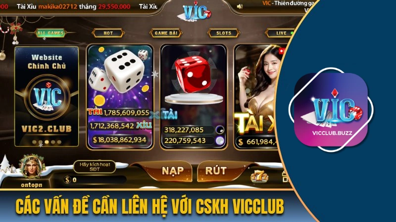 Các vấn đề cần liên hệ với CSKH Vicclub