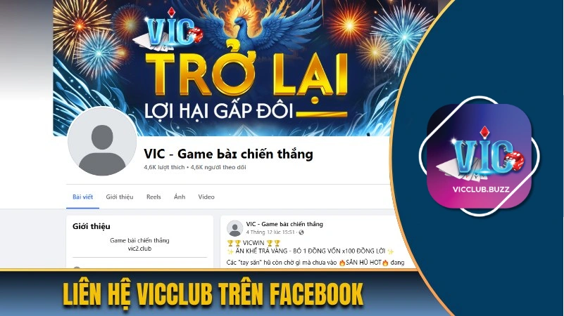Liên hệ Vicclub nhanh chóng nhận hỗ trợ trên Facebook